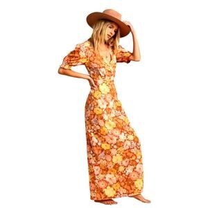 Billabong Maxi Dress The Salty Blonde Hello There Seersucker Boho Medium #887